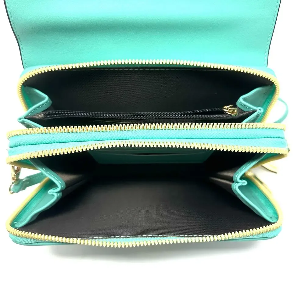 Forever Young Bag Turquoise‎ Magnetic Snap Wallet Phone Strap Small Zip Closure